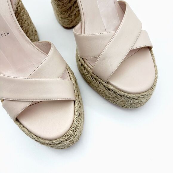 CHRISTIAN LOUBOUTIN Super Mariza Platform Espadrille Block Heels Size 40 Beige - Picture 7 of 15